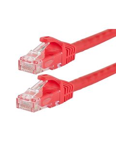 Monoprice FLEXboot Cat6 Ethernet Patch Cable - Snagless RJ45 Stranded 550MHz UTP Pure Bare Copper Wire 24AWG 1ft Red