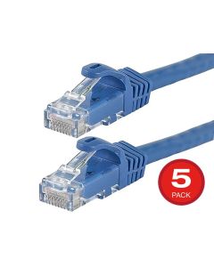 FLEXboot Cat6 Ethernet Patch Cable - Snagless RJ45 Stranded 550MHz UTP Pure Bare Copper Wire 24AWG 7m Blue 5 pack