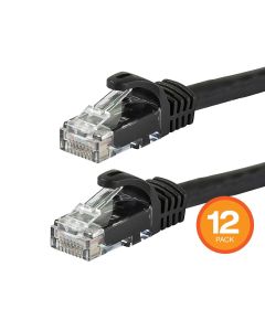 Monoprice FLEXboot Cat6 Ethernet Patch Cable - Snagless RJ45 550MHz UTP Pure Bare Copper Wire 24AWG 0.5ft Black 12-Pack