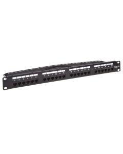 Monoprice 24-port Cat6 Unshielded UL Listed Patch Panel 1U 110/Dual IDC with Wire Support Bar Metal front PoE++ (TAA)