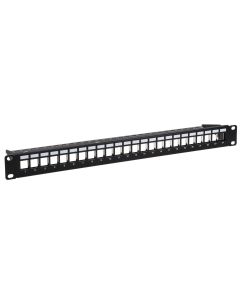 Monoprice 24-port Blank Keystone Shielded Patch Panel 1U with Wire Support Bar (TAA)